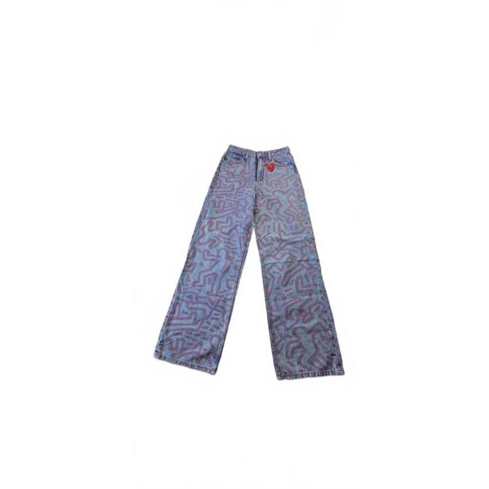 Valfre Keith Haring Style Printed Wide Leg Jeans Size Girls Size 18 or XL